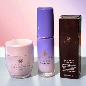Tatcha Skincare Bundle Luminous Dewy Skin Mist Rice Polish The Deep Cleanse NEW